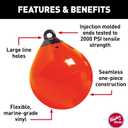 Taylor Made Products Tuff End Buoy, Orange (18") Flexible, Strong, Marine-Grade Vinyl Buoy for 25-40 Foot Boats Easy-to-use, Trivalve Inflates with Standard Ball Pump 2020108090