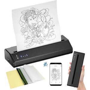 BIOMASER Tattoo Printer Wireless Tattoo Stencil Printer for Tattooing Tattoo Transfer Stencil Machine with 10pcs Transfer Paper, for Artists, Thermal Copier Compatible with Smartphone and Tablet