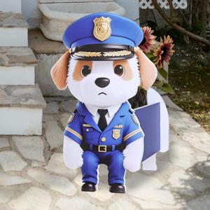Officer-Style Dog Planter, Cute Animal Shape Flower Planters, Plant Pots for Indoor/Outdoor Garden Decor, Unique Gifts/Souvenirs for Pet Lovers (Officer-Style Dog)