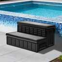 2026 Upgraded Hot Tub Steps, Outdoor Spa Steps with Storage, Anti-Slip & Robust Hot Tub Stairs, Multi-Use for Spa, RV, Pool or Porch, Black