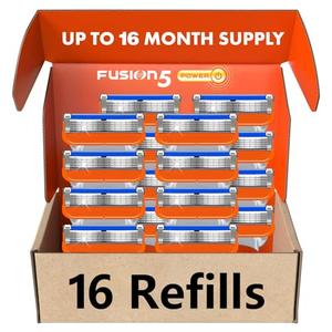 16 PCS Razor Blade Shaving Razor Blade Refills for Fusion 5, a More Comfortable Shave for Men, Orange New Version