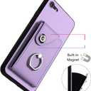 2 x LEMAXELERS for iPhone 16e Wallet Case with Credit Card Holder 360 Rotating Ring Stand Shockproof Protective Cover Snap Button Closure Case for iPhone 16e. Purple YBK