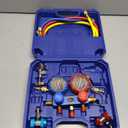 AC Gauge Set, AC Manifold Gauge Set for R134a R12 R22 R502 Refrigerant, 3-Way Car A/C Gauge Set with 3.6FT Hoses Adapter Couplers and Can Tap Freon Recharge Kit by MCCKLE