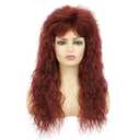 Red Long Curly Wig for Women 80s Rocker Wig with Bangs Synthetic Heat Resistant Wigs for Halloween Costume Cosplay Use