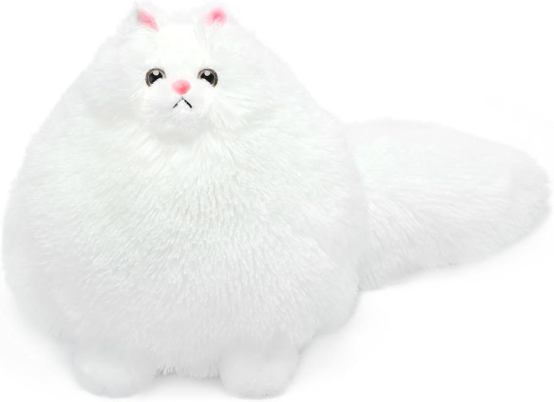 Winsterch Stuffed Animal Plushie Cat Stuffed Animal, Cute Soft Plush Cat Animals, White Stuffed Cat, Birthday for Kids, Boys, Girls, Fat Cat Stuffed Toy (White, 10 Inches)