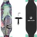 New Olym 41'' Longboard Skateboard 8 Layer Canadian Maple Drop Through Longboards for Youths Beginners, Dinosaur
