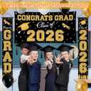 WOHOHOHO 23Pcs Graduation Decorations 2026 Set, Black Gold Porch Door Sign GRAD Banner, Class of 2026 Backdrop, 5 Colors Large Balloons, Party Supplies for High School College Indoor Outdoor Decor