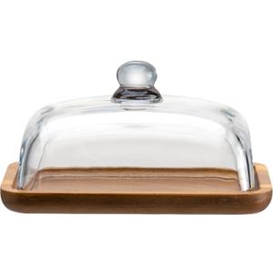 Glass Butter Dish with Lid, Clear Domed Cheese Dish with Handle, Large Butter Keeper Saver with Cover for Table, Kitchen Countertop, Refrigerator