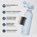 26oz Insulated Water Bottle with 2-in-1 Straw and Spout Lid, 304 Stainless Steel Water Bottle Keep Cold for 24H,Leak-Proof,Sports Water Bottle with Braided Carry Strap for Travel,Outdoors,Cream White