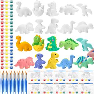 Simgoing 20 Set Dinosaur Ceramic Painting Kit DIY Ceramic to Paint Your Own Dinosaur Figurines Unpainted Plaster Arts and Craft for Adults Birthday Party Favors, Dinosaur 