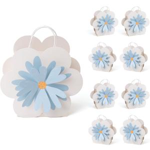 Cheerland Daisy Gift Bags Flower Party Favor Bag Blue Floral Treat Goodie for Woodland Baby Shower Girls Birthday Wedding Gender Reveal Tea Party Decorations Cottagecore Spring Supplies 8pcs