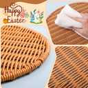 Threehoney Set of 4 Rattan Woven Easter Egg Shaped Placemats Natural Egg Wicker Place Mats Washable Rustic Braided Table Mats for Easter Spring Dining Kitchen Table Decorations Home Party Decoration