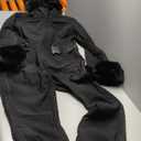 GSOU SNOW Ski Suit Women One Piece Snowsuit Slim Ski Jumpsuit Faux Fur Snowboard Waterproof Windproof Insulated Warm Hooded M