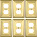 Metal Wall Plate for Electrical Outlets, Decorative Brass Gold Switch Plates Outlet Cover, Light Switch Cover Plate, 1-Gang Wall Plates (Duplex Outlet, 6 Pack)