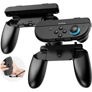 CloudValley 2-in-1 Grip Kit for Nintendo Switch 2 Joy-Cons [Holder + Wrist Strap] - Wear-Resistant Ergonomic Controller Holder, Enhanced Comfort (1 Pair, Black)