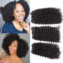 Brazilian Kinky Curly Virgin Hair 10A 100% Unprocessed Brazilian Virgin Human Hair Weave 12 inch Curly Hair Extensions 3 Bundles 300g/set with Luxnovolex Brazilian Curly Hair (12 12 12)