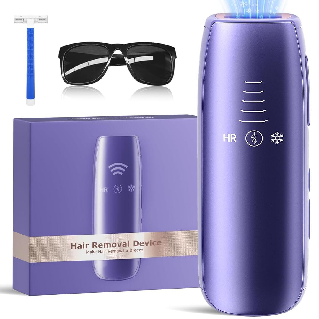 Laser Hair Removal with 5 Ice Cooling, Painless IPL Laser Hair Removal Device for Women & Men, 999,999 Flashes, 5 Levels, 2 Modes, Permanent At-Home Hair Removal for Face & Body, with 3 in 1 Set (White)