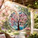 Acrylic Jigsaw Puzzle Suncatcher Kit 7.8 Inch, Cherry Blossom Tree Acrylic Puzzle Suncatcher for Adults, DIY Window & Garden Hanging Decor, Home Decor Gift for Women, Mom, Friends