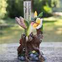 Hummingbird Rain Gauges Outdoor, Resin Hummingbird Garden Statue with a Plastic Rain Gauge, Hand Painted Birds Sculpture 5 Inch Water Gauge for Rain, Yard Patio Decor for Spring Summer