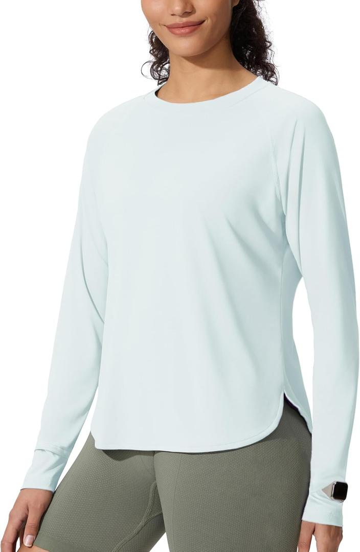 Women's Sun Shirts UPF 50+ Long Sleeve Uv Protection Shirts Lightweight Quick Dry SPF Clothing Outdoor Hiking Tops (Blue, XXL)