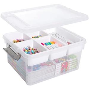 Amazon.com: Citylife 17 QT Plastic Storage Box with Removable Tray Craft Organizers and Storage Clear Storage Container for Organizing Bead, Tool, Sewing, Playdoh