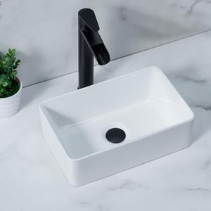 Vessel Sink Rectangle, 15" x 10" Bathroom Sink Above Counter, White Ceramic Bathroom Vessel Sink, Modern Countertop Bathroom Vanity Sink Art Basin