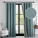 RYB HOME 100% Blackout Linen Textured Curtains 90 inches Long, Thermal Insulating Privacy Energy Saving for Bedroom Living Room Window Office Theater Baby Nursery, W 52 x L 90 in, Misty Blue, 2 Pcs