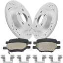 Rear Automotive Replacement Brake Kit, Drilled Slotted Rotors Kit Compatible with 2004-2012 Chevy Malibu, 2005-2008 Chevy Cobalt, 2008-2010 Chevy HHR| Anti-Rust Geomet Coated| 270mm-10.6in