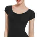 Women's Team Basic Short Sleeve Leotard For Ballet Adult Gymnastics Bodysuit Dance Clothing (Black) S 