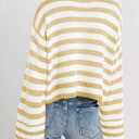 Saodimallsu Womens Striped Cardigan Sweaters Cropped Fall Button Open Front Long Sleeve Knit Sweater Coat with Pockets (Beige)