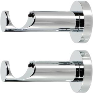 Ivilon Ceiling or Wall Mount Curtain Rod Brackets Holders for Curtain Rods of 7/8 and 1 Inch Diameter. Set of 2. Color Chrome