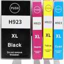 (with Chip) 923 Ink Cartridges Replacement Work for HP OfficeJet 8120 8122e 8123e 8124e 8125e 8128e OfficeJet Pro 8130 8133 8135e 8138e 8139e Printer (4 Pack Black/Cyan/Yellow/Magenta)