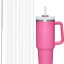 4 x 8Pack Replacement Straws for Stanley 40oz 30oz 20oz 14oz Tumbler, Airboat Reusable Clear Straws Compatible with Stanley Adventure Quencher Travel Mug Cup, Plus Cleaning Brush