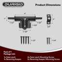 DURIGID Slide Bolt Gate Latch Heavy Duty Gate Locks for Outdoor Fence, Door Latch with Padlock Hole for Shed Door, Wooden Fence, Yard Door, Outdoor Latch, Black 1 Pack