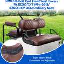 NOKINS Golf Cart Seat Covers for EZGO TXT 1994-2013/EZGO RXV, Vinyl Front&Rear Seat Cover with Flip-Up Armrests kit, with Cup Holder, for 1" Square Tube (Brown&Brown 8438)