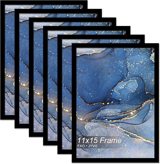 11x15 Picture Frame Set of 6, Black Frame for 11 x 15 Inch Picture Poster Photo, Light Weight and High Transparent 11 by 15 Frame for Wall - 6 Pack/Black/11 x15