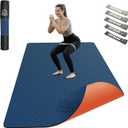 HAPBEAR Large Yoga Mat - 72"x36"x6mm (1/4 inch), Extra Wide Non-Slip Exercise Mat for Home Workout, Yoga, Pilates & Stretching, Durable & Eco-Friendly, Includes Bonus Resistance Bands & Carry Bag (Navy blue/Orange)