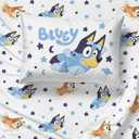 Jay Franco Bluey & Bingo Toddler Comforter Set - 4 Piece Bed Set Includes Sheet Set & Pillow Covers - Super Soft Clouds & Stars Kids Bedding