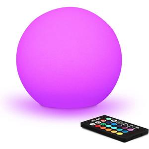 Mr.Go 6-inch RGB Color-Changing LED Globe Orb Light w/Remote, Mood Lamp Kids Night Light, 16 Dimmable Colors & 4 Modes, Battery & AC Adapter Power, Home Bedroom Patio Pool Decorative Lighting
