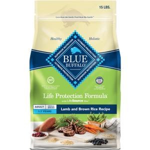Blue Buffalo Life Protection Formula Adult Small Breed Dry Dog Food, Supports High Energy Needs, Made with Natural Ingredients, Lamb & Brown Rice Recipe, 15-lb Bag