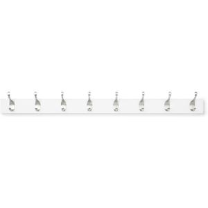 Amazon Basics Wall Mounted Modern Coat Rack for Entryway and Bedroom with Versatile Storage Hooks, Rectangular, 8-Hook, White | Rectangular, Modern