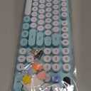 Wireless Keyboard, Round Keycaps, Retro Typewriter Keyboard with Detachable Wrist Rest, Sleep Mode, Foldable Legs, 2.4GHz Full-Size Cordless Computer Keyboard for Windows/PC/Laptop (Tiffany Blue)