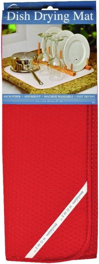 Microfiber Dish Drying Mat, 16 by 18-Inch, Red
