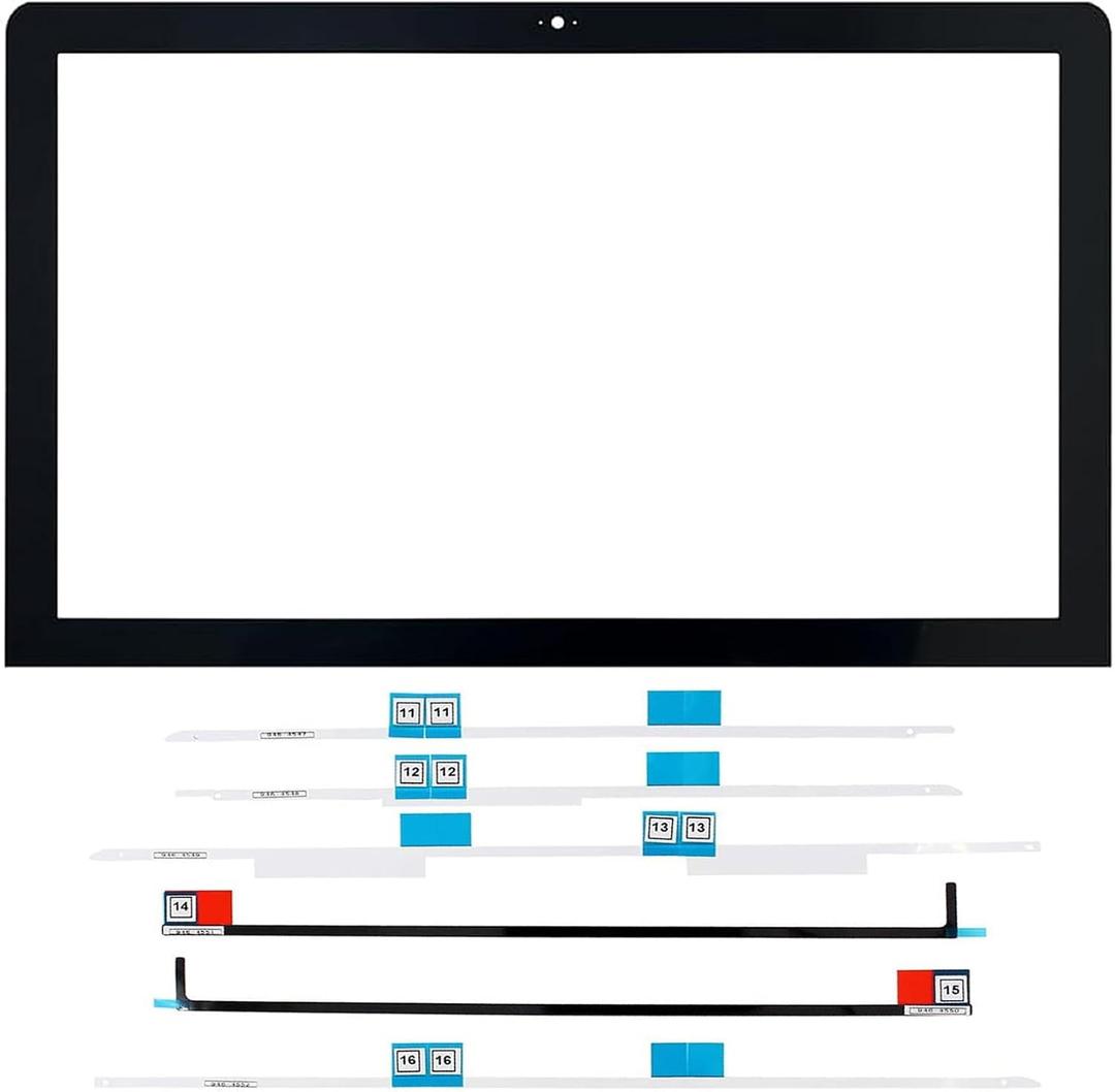 New A1419 A2115 A1862 LCD Display Front Glass Panel Cover with LCD Panel Adhesive Strip Kit Replacement for iMac 27" A1419 A2115 A1862 2012-2020 Year Glass Front Protective Glass