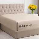 Extra Deep King Fitted Sheet - Hotel Luxury Single Fitted Sheet Only - Easily Fits 18 inch to 24 inch Mattress - Ultra Soft, Wrinkle Free w/Extra Deep Pockets - Easy-Care, Breathable & Comfy - Wheat