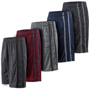 5 Pack: Men's Dry-Fit Sweat Resistant Active Athletic Performance Shorts (L)