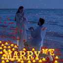 Hortsun Marry Me Light up Letters Proposal Decorations Will You Marry Me Sign Rose Petals 24 LED Candles Romantic Night Light for Proposal Engagement Wedding Anniversary Valentine's Day(Red)
