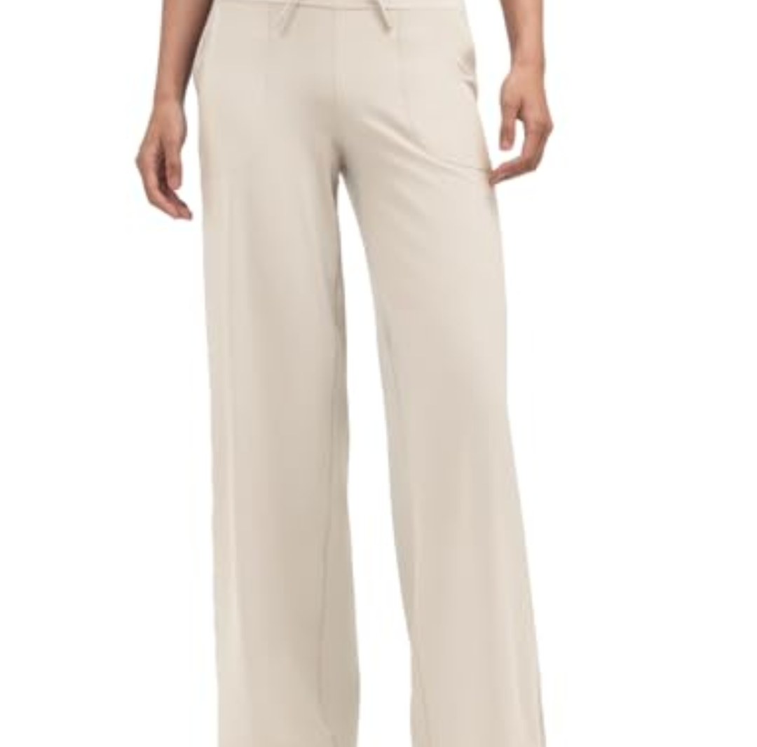 AJISAI Womens 29" Wide Leg Sweatpants High Waist Drawstring Yoga Pants Comfy Lounge Pants with Pockets for Casual Work Workout Cream S