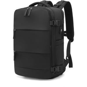 Kono Medium Travel Backpack with USB Charging Port & Shoe Compartment, Waterproof Carry On Backpack for Men & Women, Lightweight Daypack with Multiple Pockets for College, Business, Travel (Black)