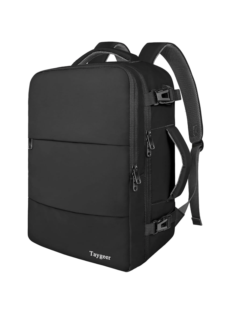 Taygeer Travel Backpack for Men Women, Carry On Backpack with USB Charging Port & Shoe Pouch, TSA 17.3inch Laptop Mochila Flight Approved, Nurse Bag Casual Daypack for Weekender Business Hiking,Black